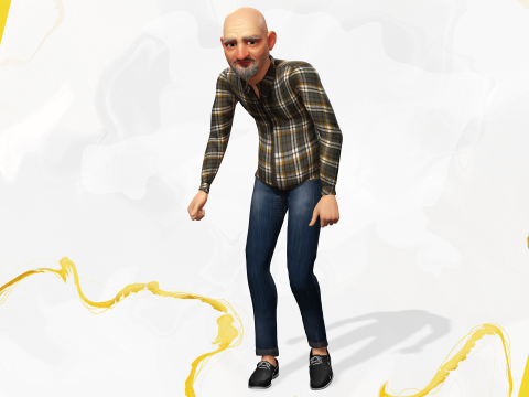 Elderly man 3d character cartoon Modelo 3D
