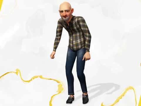 Elderly man 3d character cartoon 3D Model