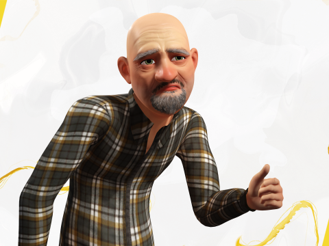 Elderly man 3d character cartoon Modelo 3D