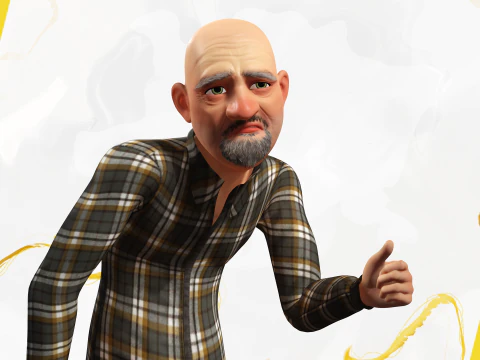Elderly man 3d character cartoon 3D Model