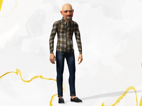 Elderly man 3d character cartoon Modelo 3D
