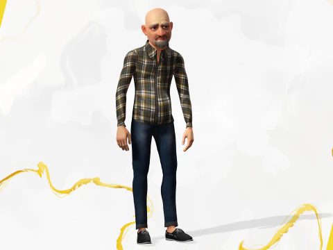 Elderly man 3d character cartoon 3D Model
