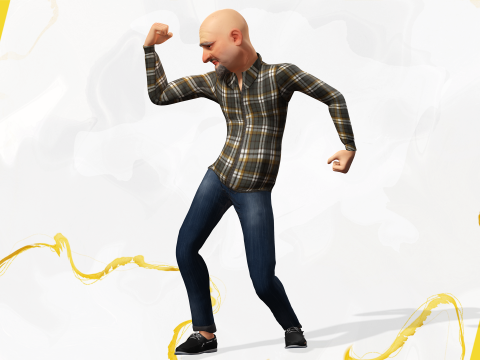 Elderly man 3d character cartoon Modelo 3D