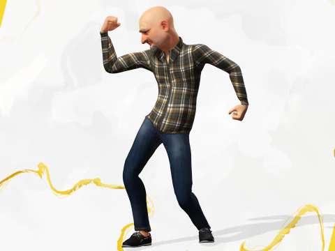 Elderly man 3d character cartoon 3D Model