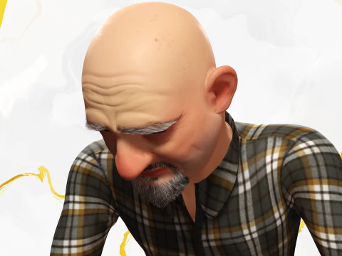Elderly man 3d character cartoon 3D Model