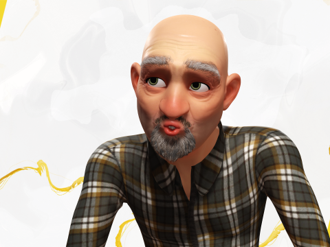 Elderly man 3d character cartoon Modelo 3D