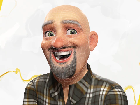 Elderly man 3d character cartoon 3D Model