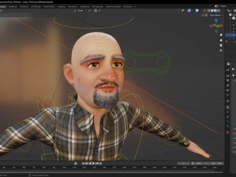 Elderly man 3d character cartoon 3D Model