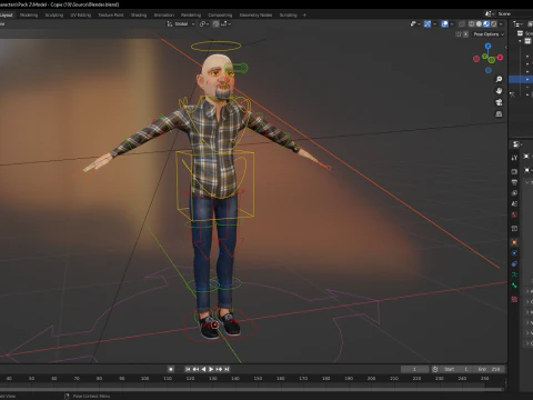 Elderly man 3d character cartoon 3D Model