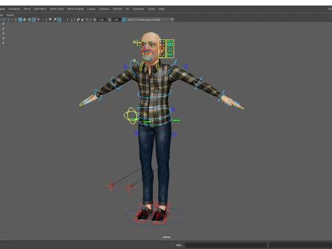 Elderly man 3d character cartoon 3D Model