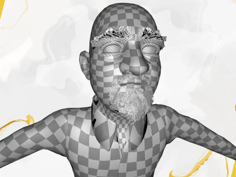 Elderly man 3d character cartoon 3D Model