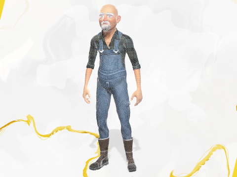 Country man character cartoon semi-realistic sculpture Modelo 3D