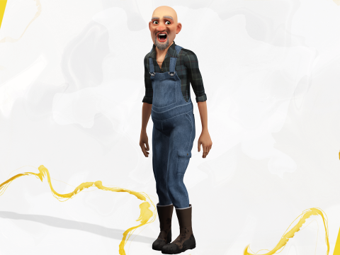 Country man character cartoon semi-realistic sculpture Modelo 3D