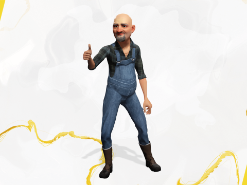 Country man character cartoon semi-realistic sculpture Modelo 3D