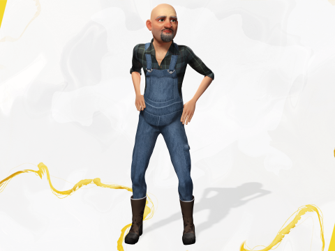 Country man character cartoon semi-realistic sculpture Modelo 3D