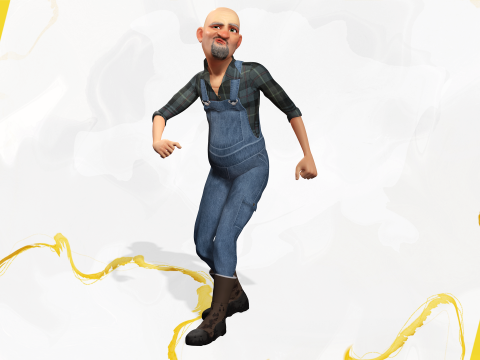 Country man character cartoon semi-realistic sculpture Modelo 3D