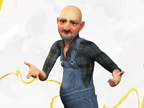 Country man character cartoon semi-realistic sculpture Modelo 3D