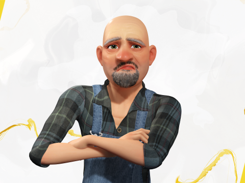 Country man character cartoon semi-realistic sculpture Modelo 3D