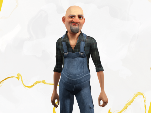 Country man character cartoon semi-realistic sculpture Modelo 3D