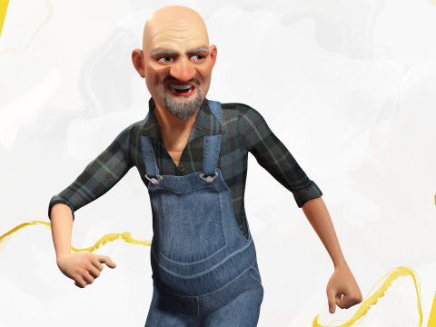 Country man character cartoon semi-realistic sculpture Modelo 3D