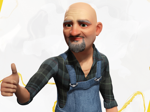Country man character cartoon semi-realistic sculpture Modelo 3D