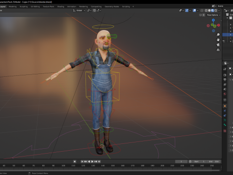 Country man character cartoon semi-realistic sculpture Modelo 3D