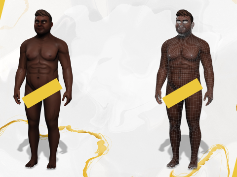 Elegant Black Man standing cartoon high-quality character 3D Model