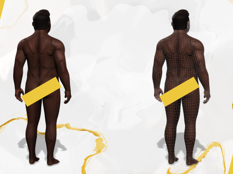 Elegant Black Man standing cartoon high-quality character 3D Model