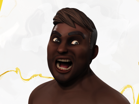 Elegant Black Man standing cartoon high-quality character 3D Model
