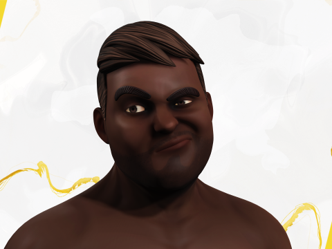 Elegant Black Man standing cartoon high-quality character 3D Model