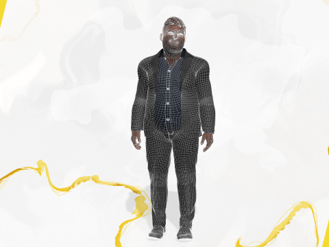 Elegant Black Man standing cartoon high-quality character 3D Model