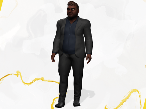 Elegant Black Man standing cartoon high-quality character 3D Model