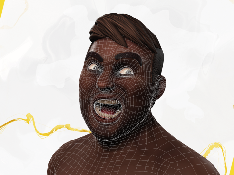 Elegant Black Man standing cartoon high-quality character 3D Model