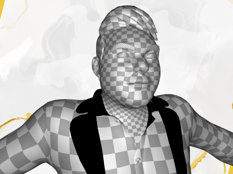 Elegant Black Man standing cartoon high-quality character 3D Model