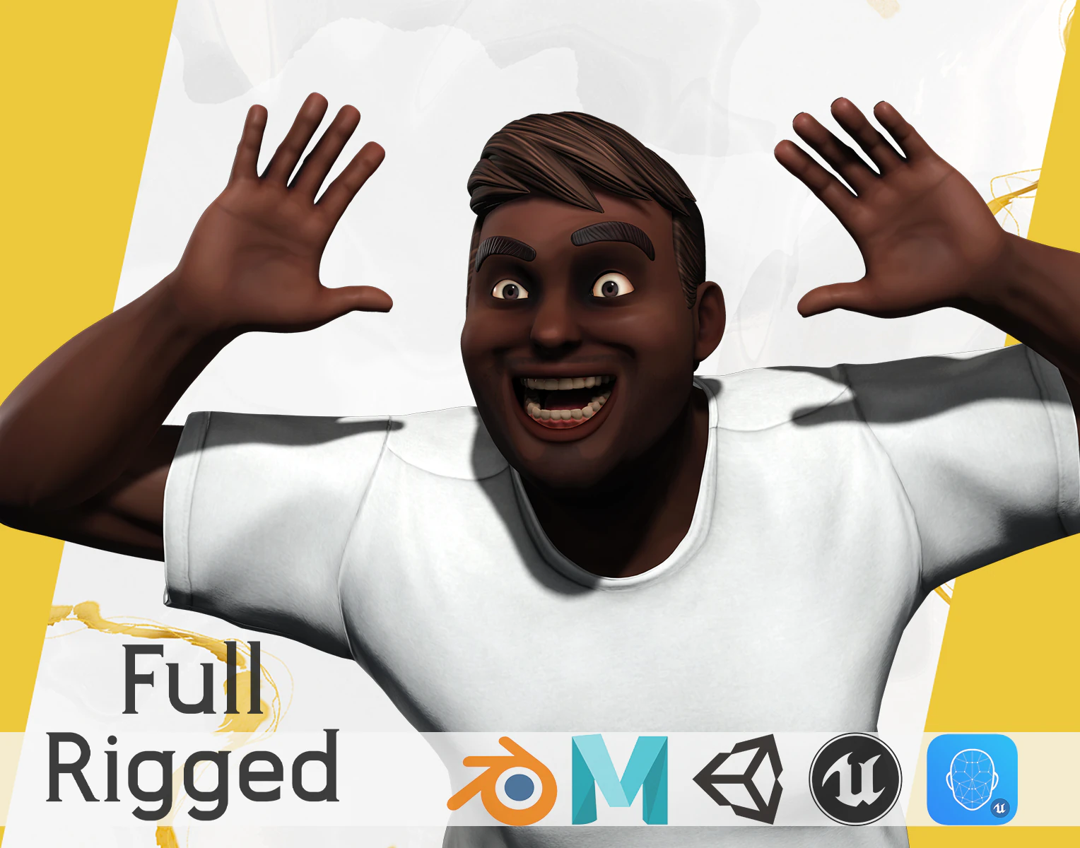 Simple Basic black Man cartoon 3D character artist 3D Model .c4d .max .obj .3ds .fbx .stl .blend 