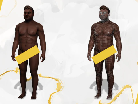 Simple Basic black Man cartoon 3D character artist 3D Model