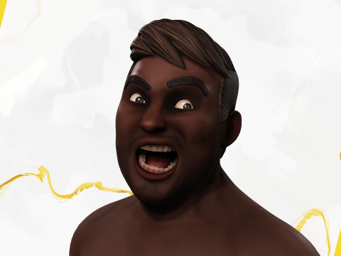 Simple Basic black Man cartoon 3D character artist 3D Model
