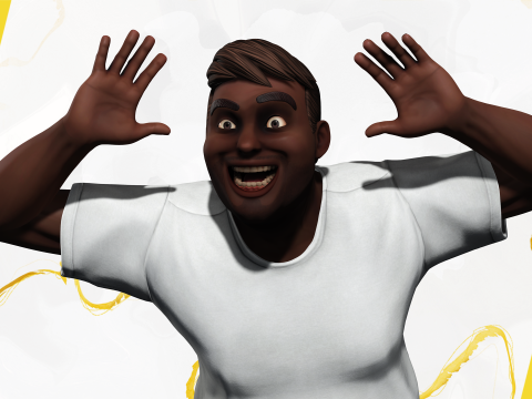 Simple Basic black Man cartoon 3D character artist Model 3D