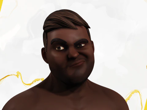 Simple Basic black Man cartoon 3D character artist 3D Model