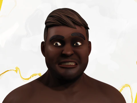 Simple Basic black Man cartoon 3D character artist 3D Model
