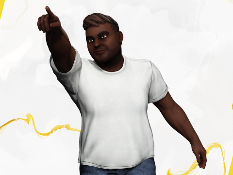 Simple Basic black Man cartoon 3D character artist Model 3D