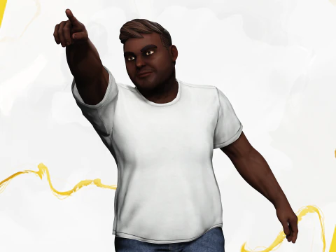 Simple Basic black Man cartoon 3D character artist 3D Model