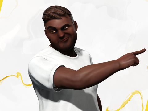 Simple Basic black Man cartoon 3D character artist Model 3D