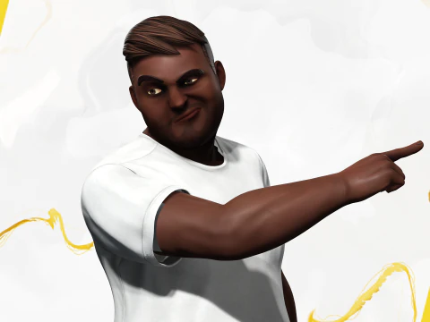 Simple Basic black Man cartoon 3D character artist 3D Model