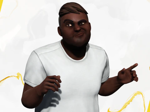 Simple Basic black Man cartoon 3D character artist 3D Model
