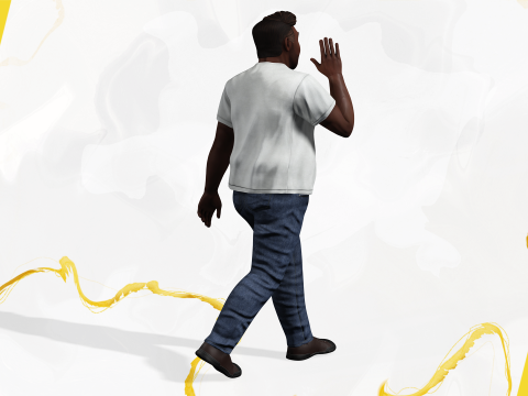 Simple Basic black Man cartoon 3D character artist Model 3D