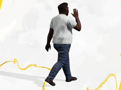 Simple Basic black Man cartoon 3D character artist 3D Model