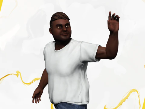 Simple Basic black Man cartoon 3D character artist 3D Model