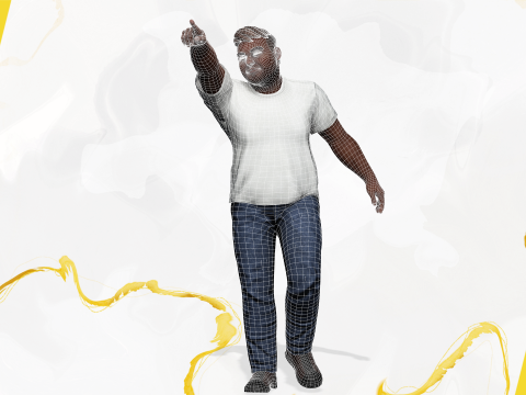 Simple Basic black Man cartoon 3D character artist Model 3D
