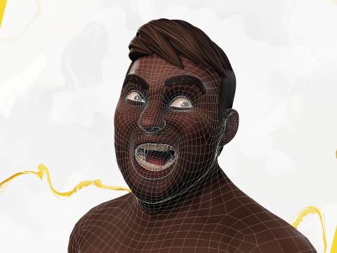 Simple Basic black Man cartoon 3D character artist 3D Model
